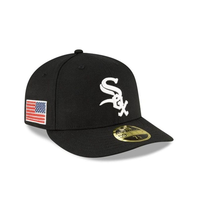 Chicago White Sox Gorra | New Era MLB Crystals From Swarovski Flag Low Profile 59fifty Fitted Cap Mexico - Negros
